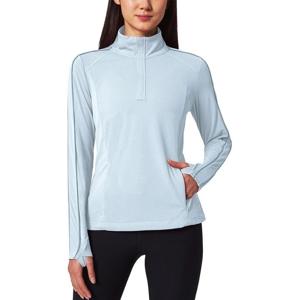 Mondetta Womens Ribbed 1/2 Zip Sweatshirt Blue Active Top XXL NEW